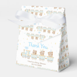 Caja Para Regalos Bear Blue Train Baby Shower Gracias