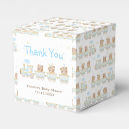 Caja Para Regalos Bear Blue Train Baby Shower Gracias