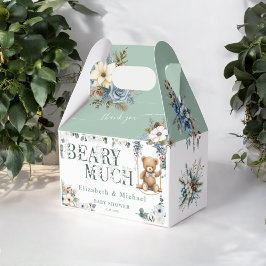 Caja Para Regalos Bear On the Way Blue Flower Sage Green Shower