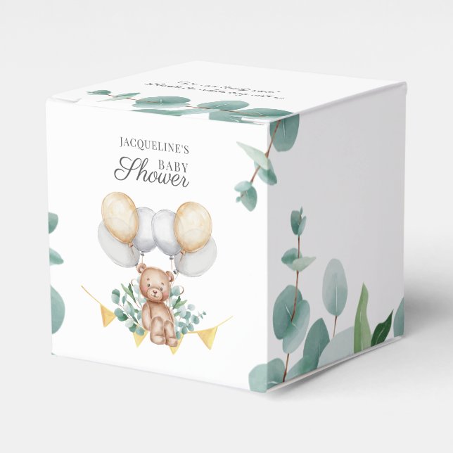 Caja Para Regalos Bearly Wait Bear Eucalyptus Balloons Baby Shower (Costado Anverso)