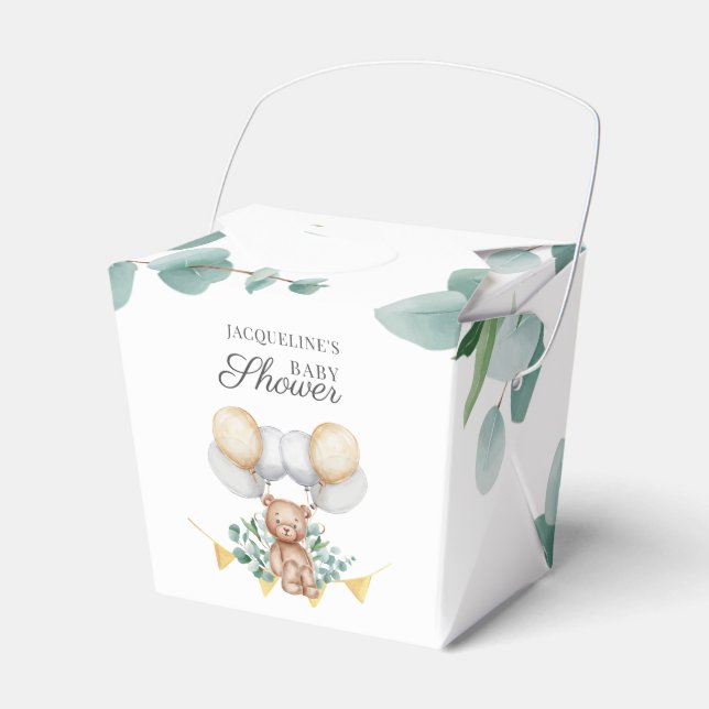 Caja Para Regalos Bearly Wait Eucalyptus Balloons Bear Baby Shower (Front Side)