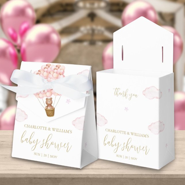 Caja Para Regalos Bearly Wait Teddy Bear Chica rosa Baby Shower (Bearly Wait Teddy Bear Pink Girl Baby Shower Favor Box)