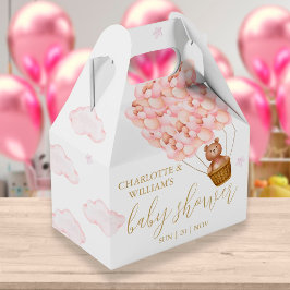 Caja Para Regalos Bearly Wait Teddy Bear Globos rosados Baby Shower