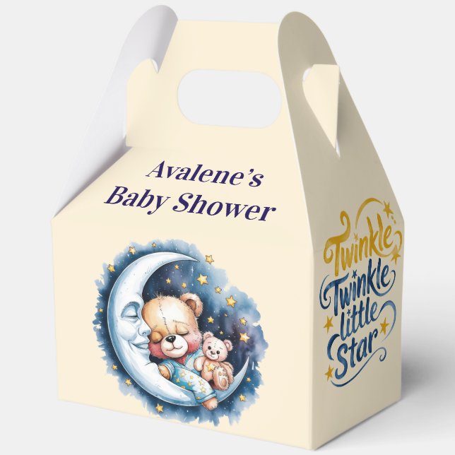 Caja Para Regalos Bears in the Moonlight Boy Baby Shower (Anverso)
