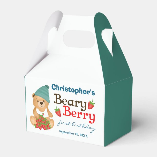 Caja Para Regalos Beary Berry Primer cumpleaños Cute Kid Strawberrie (Front Side)