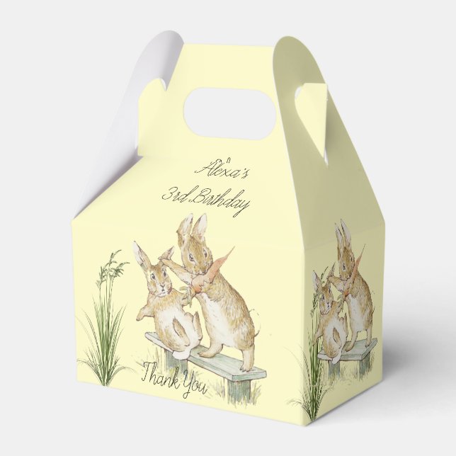 Caja Para Regalos Beatrix Potter, Conejos Cutos Comen Zanahorias (Reverso)