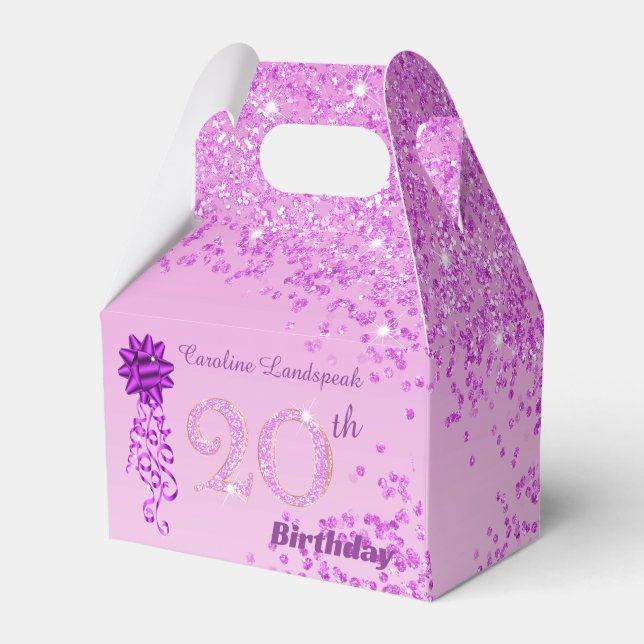 Caja Para Regalos Beautiful Pink Glitter Ribbon 20th Birthday (Front Side)