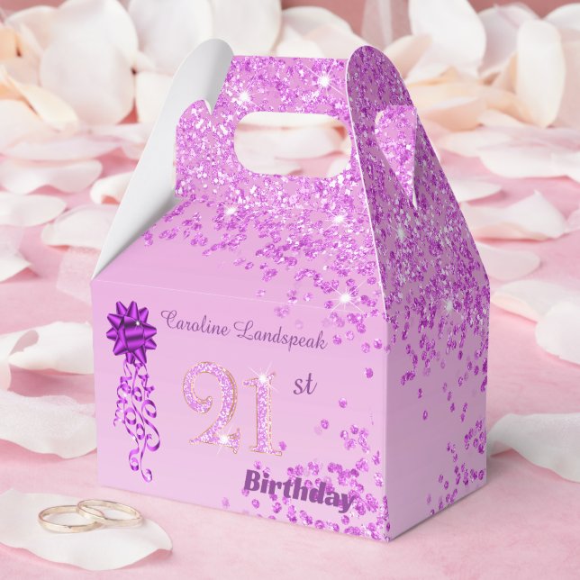 Caja Para Regalos Beautiful Pink Glitter Ribbon 21st Birthday (Boda)