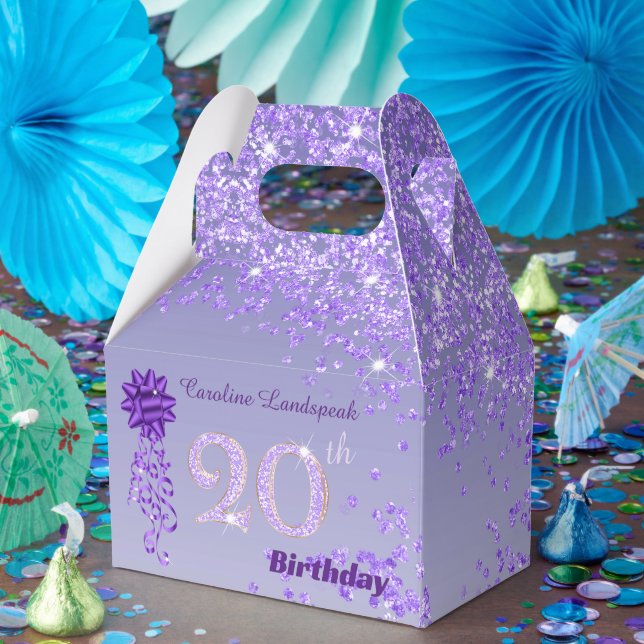Caja Para Regalos Beautiful Purple Glitter Ribbon 20th Birthday (Fiesta)