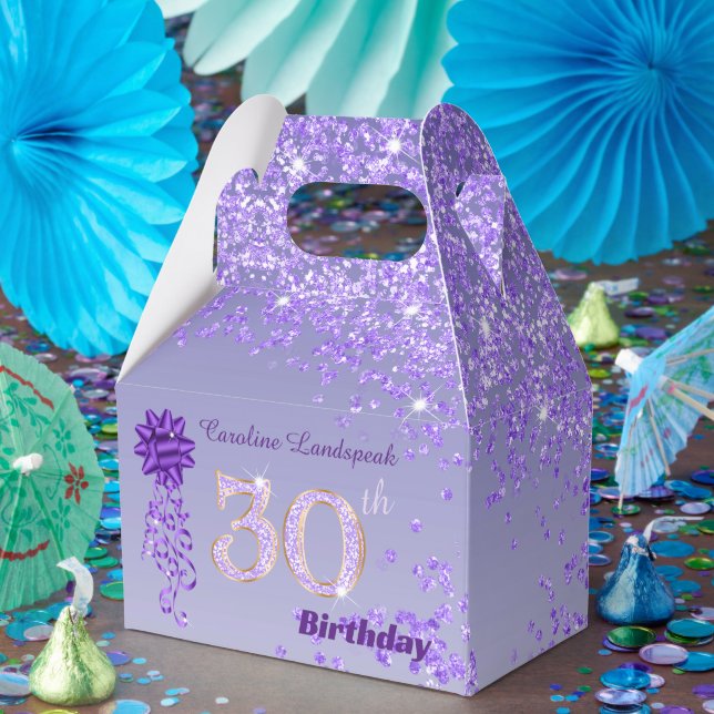 Caja Para Regalos Beautiful Purple Glitter Ribbon 30th Birthday (Fiesta)
