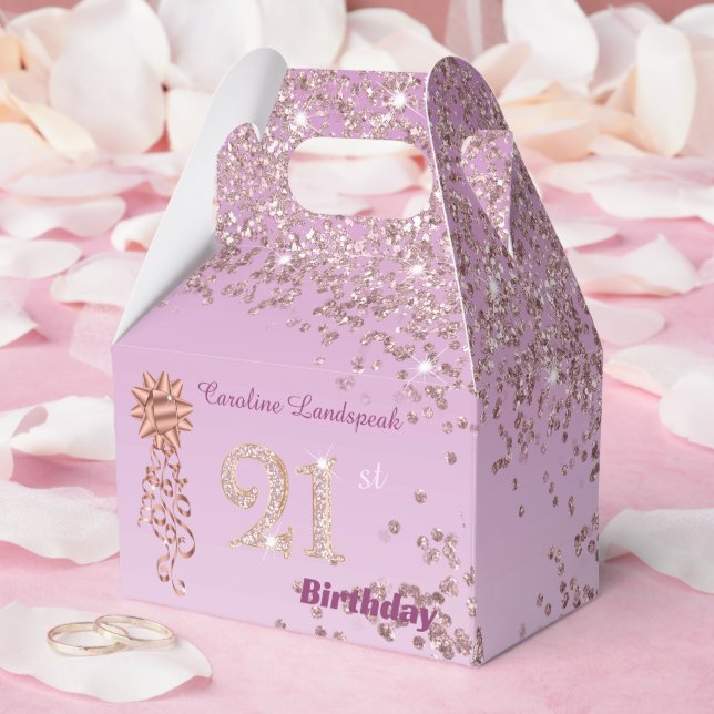 Caja Para Regalos Beautiful Rose Gold Glitter Ribbon 21st Birthday (Boda)