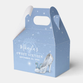 Caja Para Regalos Bebé Blue Silver Shoe Cinderella Princesa Fiesta