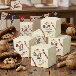 Caja Para Regalos Bebé de béisbol vintage para niños - Baby Shower