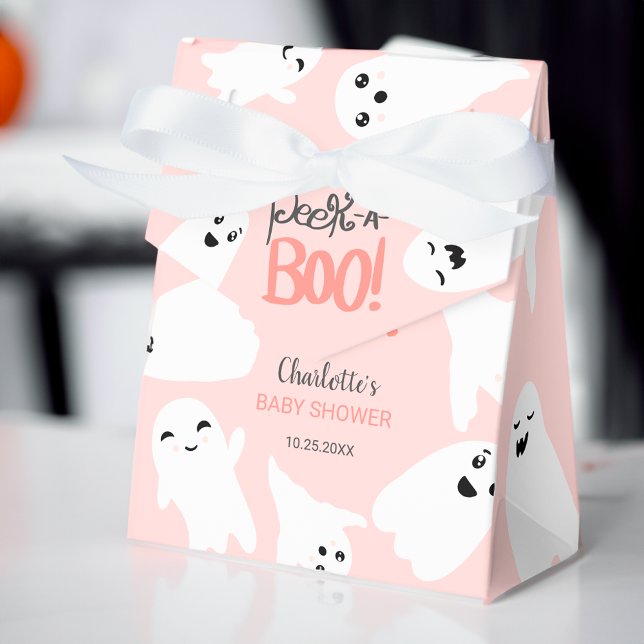 Caja Para Regalos Bebé de Halloween lindo, fantasmas, ducha de bebé  (Cute Halloween boo ghosts pink baby shower Favor Box)