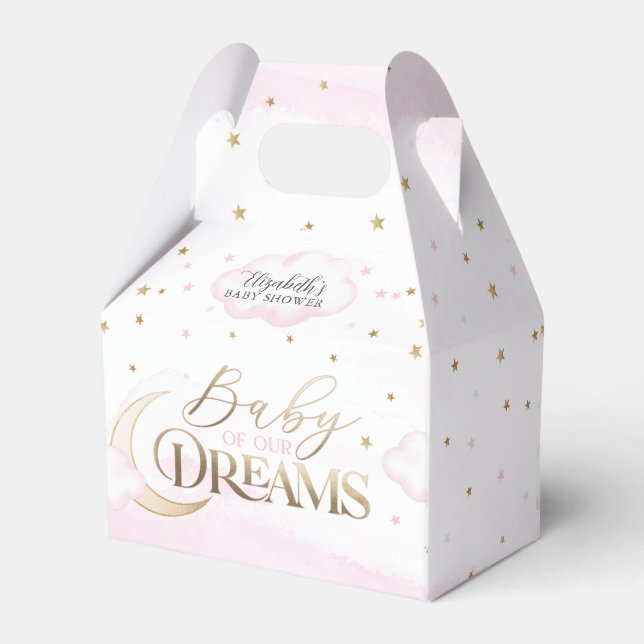 Caja Para Regalos Bebé de oro rosa, bebé de nuestros sueños, baby sh (Reverso)