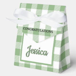 Caja Para Regalos Bebé de Plaid Verde Gingham 4"w x 2"l x 5"h