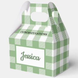 Caja Para Regalos Bebé de Plaid Verde Gingham Ducha 5"w x 3"l x 6.5"