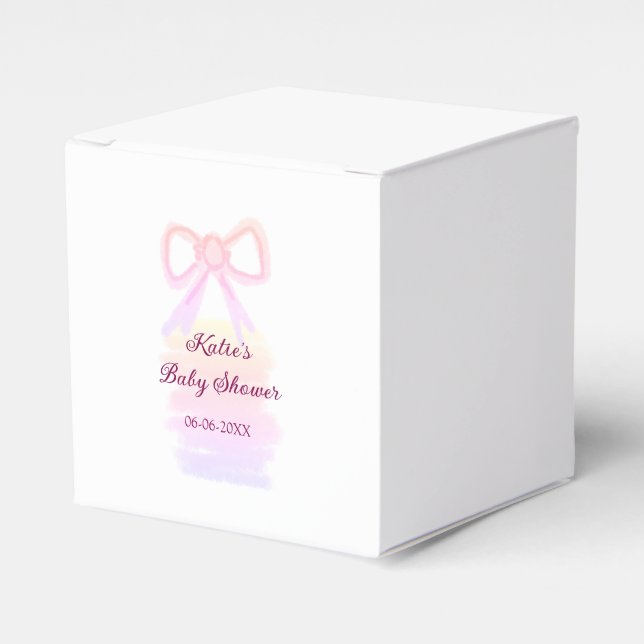 Caja Para Regalos Bebé ducha arco rosa agua elegante moderna (Costado Anverso)