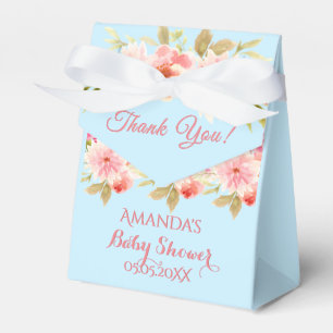 Caja Para Regalos Bebé ducha azul rosa floral gracias