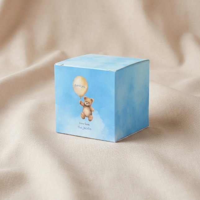 Caja Para Regalos Bebé ducha tarjeta de agradecimiento con lindo oso (Baby shower thank you card with cute teddy bear favor boxes.)