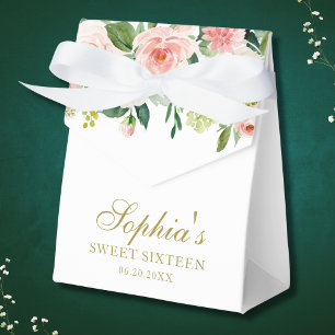 Caja Para Regalos Bebé elegante con flores de oro rosado Rubor 16 Fa