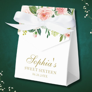 Caja Para Regalos Bebé elegante con flores de oro rosado Rubor 16 Fa