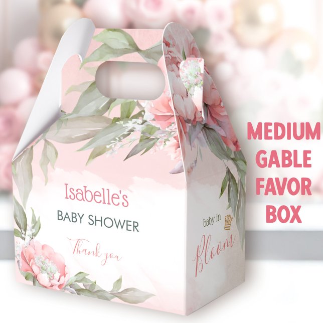 Caja Para Regalos Bebé En Bloom Chica Rosa Baby Shower Medio Gable (Baby In Bloom Pink Medium Favor Boxes - You can choose from 3 sizes of these gable favor Boxes)