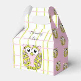 Caja Para Regalos Bebé en camino Búho Rosa