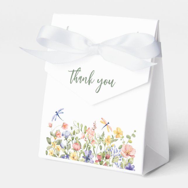 Caja Para Regalos Bebé en el Baby Shower de Flor Silvestre Verde en  (Front Side)