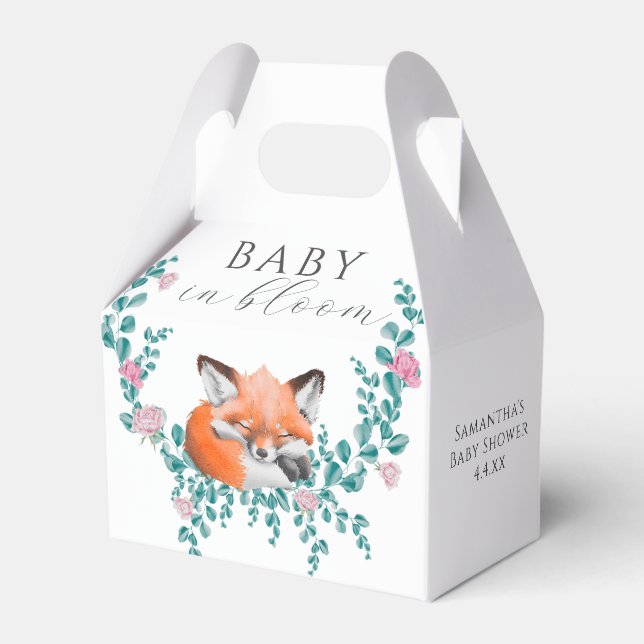 Caja Para Regalos Bebé en el Baby Shower de Woodland Fox Greenery (Front Side)