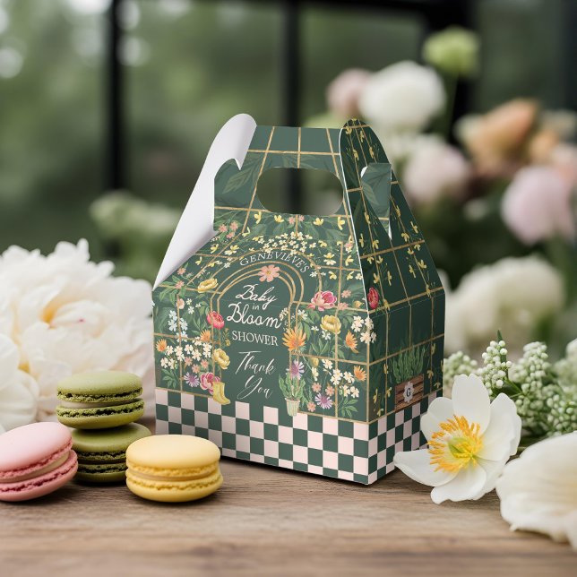 Caja Para Regalos Bebé en el floreciente invernadero Baby Shower Flo (Baby in Bloom Baby Shower Floral Garden Greenhouse Favor Boxes)