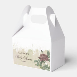 Caja Para Regalos Bebé Fiesta Rústico Floral Oro Geométrico Borgoña