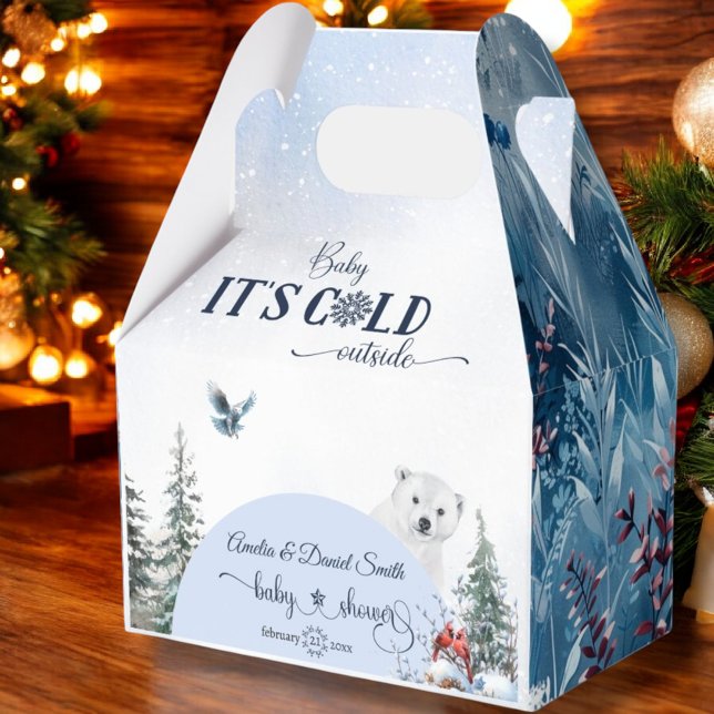 Caja Para Regalos Bebé floral de invierno frío fuera del oso rojo pá (Subido por el creador)