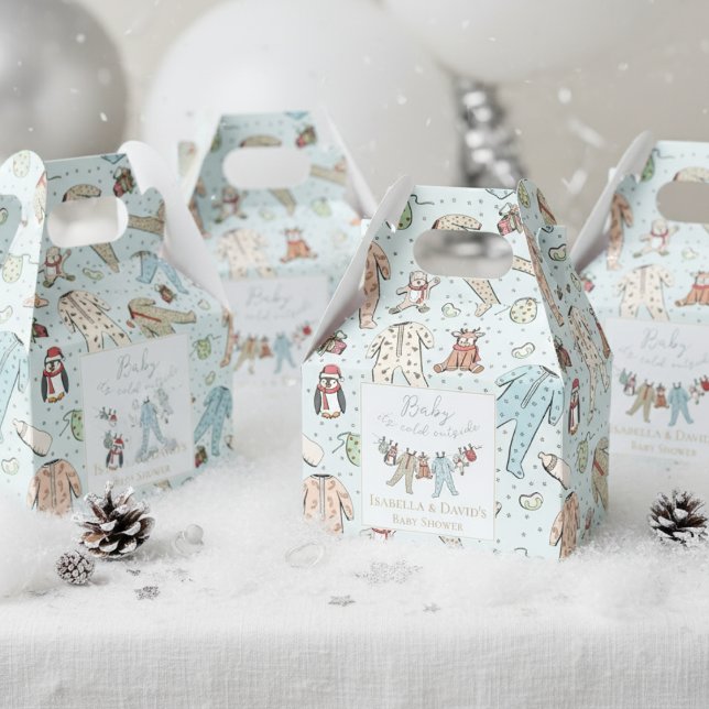 Caja Para Regalos Bebé, frío fuera del Baby Shower invernal (Cute Blue Baby It's cold Outside Winter Wonderland Christmas Baby Shower Favor Boxes 4 Mother to Be)