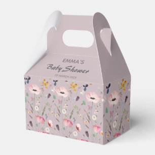 Caja Para Regalos Bebé rosa en el florecimiento de flores silvestres
