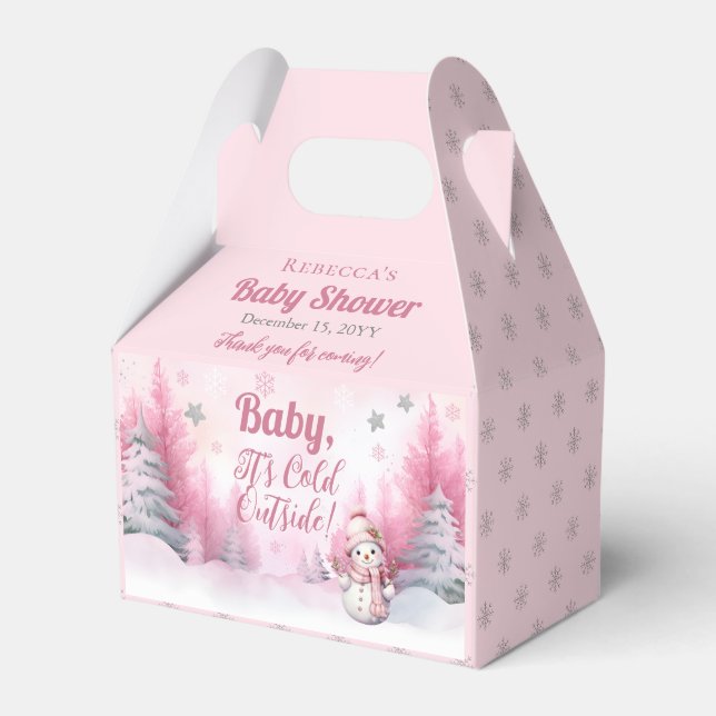 Caja Para Regalos Bebé rosa hace frío fuera de Baby Shower Chica de  (Front Side)