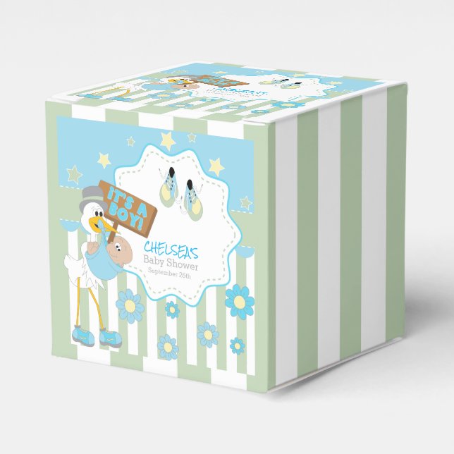 Caja Para Regalos Bebé Stork Baby Boy Shower (Costado Anverso)