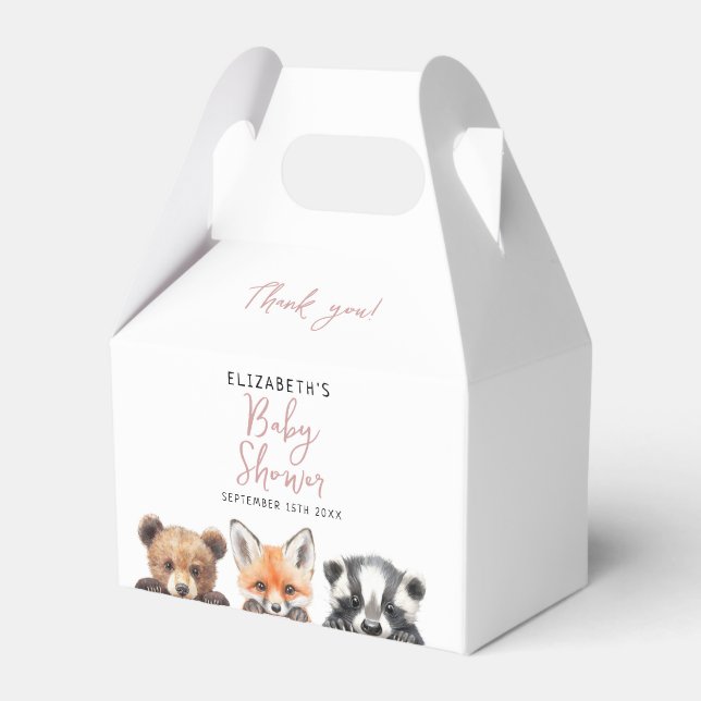 Caja Para Regalos Bebé Tiburón Cumpleaños Agua Rosa Acuarela Animale (Front Side)