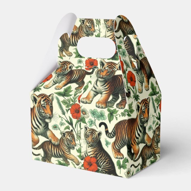 Caja Para Regalos Bebé ventilado y tigre sin foco (Front Side)