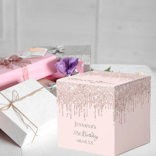 Caja Para Regalos Bebidas rosadas en rosa de la fiesta de cumpleaños