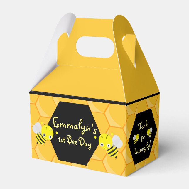 Caja Para Regalos Bee Day 1º cumpleaños Cute Favor Box (Front Side)