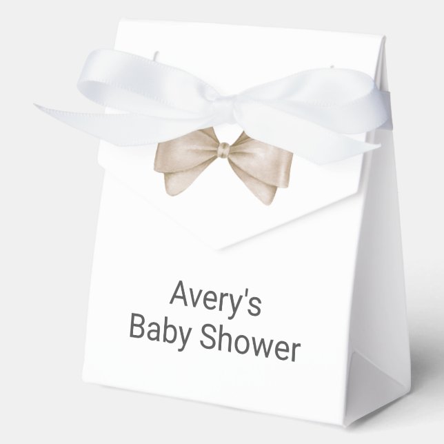 Caja Para Regalos Beige Bow Modern Boho Baby Shower (Anverso)