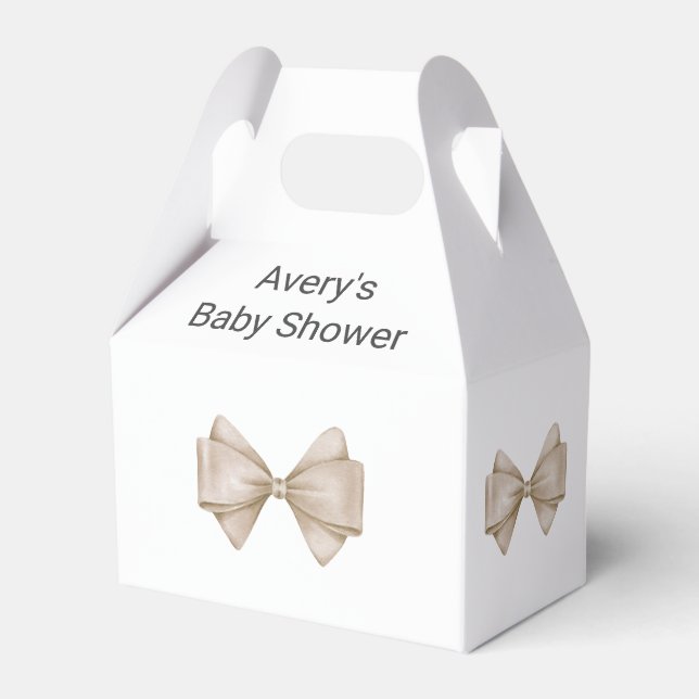 Caja Para Regalos Beige Bow Modern Boho Baby Shower (Front Side)