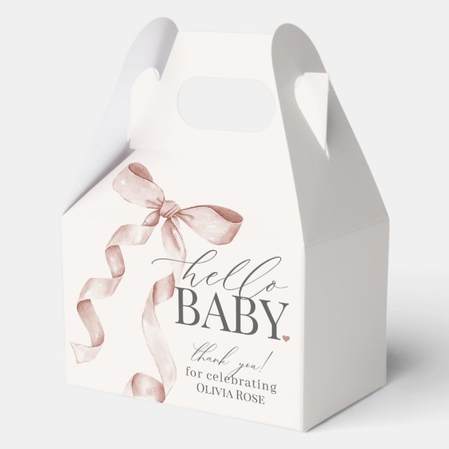 Caja Para Regalos Beige Coquette Bow Chica Baby Shower Gift (Anverso)