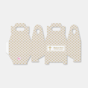 Caja Para Regalos Beige de la comunión con los lunares del oro