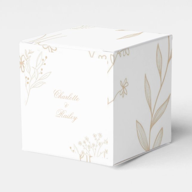 Caja Para Regalos Beige Floral Boho Boda (Costado Anverso)