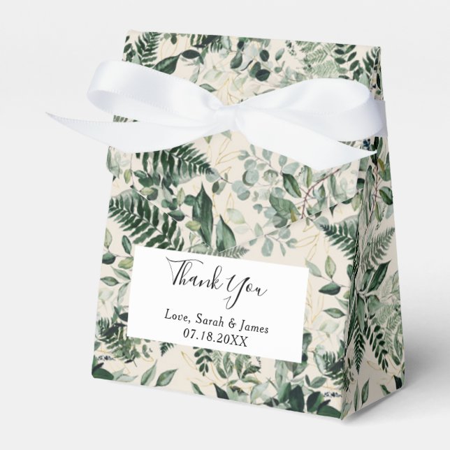 Caja Para Regalos Beige Ivory Boda de follaje botánico (Front Side)