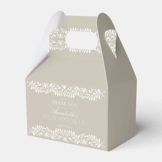Caja Para Regalos Beige Talavera Tile Fiesta Bebé Sprinkle Dessert (Front Side)
