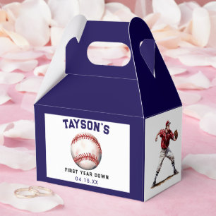Caja Para Regalos Béisbol Primer Año Abajo Primer Cumpleaños