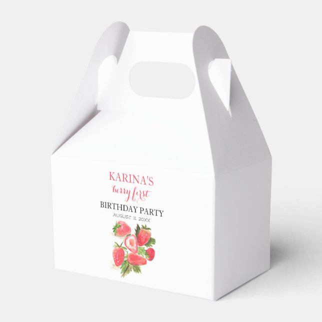 Caja Para Regalos Berry 1er cumpleaños Fiesta Fresa frutal verano (Front Side)
